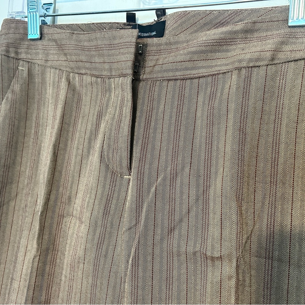 Herringbone pants with Leather Trim